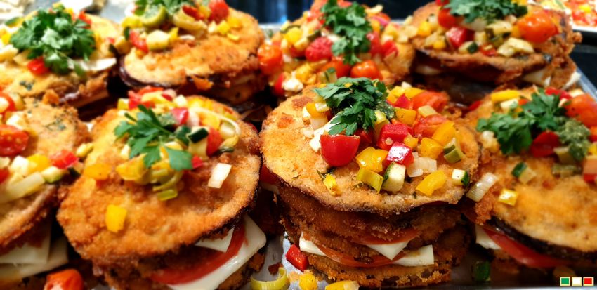 Croque d aubergine pesto de basilic et Fior di latte